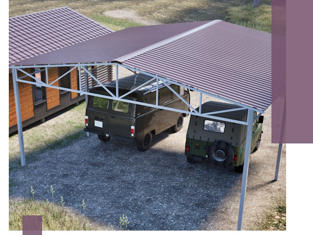 Двускатные навесы под ключ в Видном — изготовление и монтаж